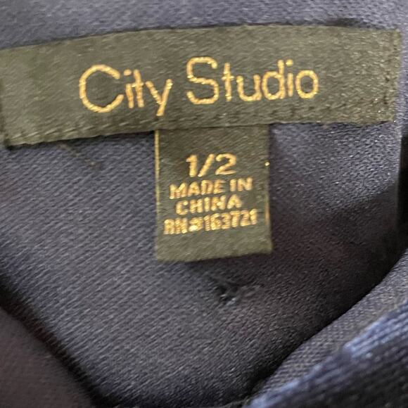 City Studios Juniors' Velvet Embellished-Waist Fit & Flare Dress Blue Size 1/2 - Picture 7 of 9